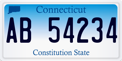 CT license plate AB54234