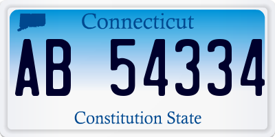 CT license plate AB54334