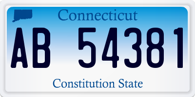 CT license plate AB54381