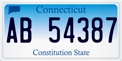 CT license plate AB54387