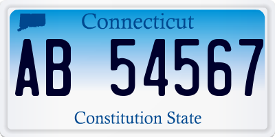 CT license plate AB54567