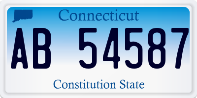 CT license plate AB54587