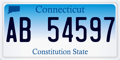 CT license plate AB54597