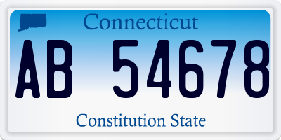 CT license plate AB54678