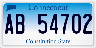 CT license plate AB54702