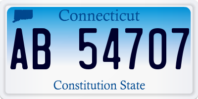 CT license plate AB54707