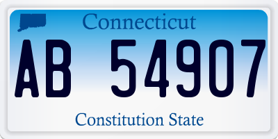CT license plate AB54907