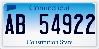 CT license plate AB54922