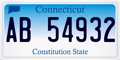 CT license plate AB54932