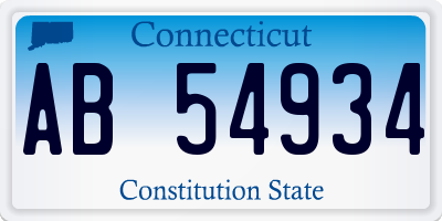 CT license plate AB54934