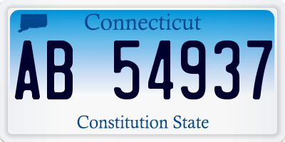 CT license plate AB54937