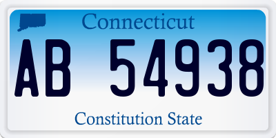 CT license plate AB54938