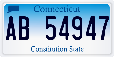 CT license plate AB54947