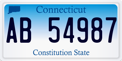 CT license plate AB54987