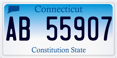 CT license plate AB55907