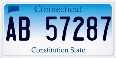 CT license plate AB57287