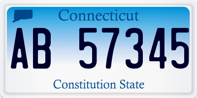 CT license plate AB57345