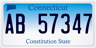 CT license plate AB57347