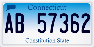 CT license plate AB57362