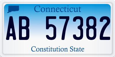 CT license plate AB57382