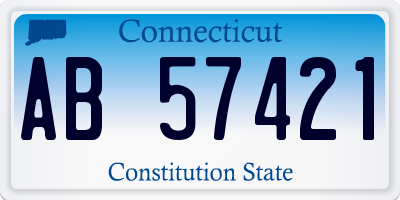 CT license plate AB57421