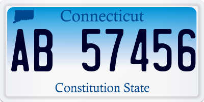CT license plate AB57456