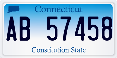 CT license plate AB57458