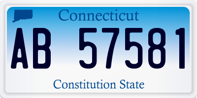 CT license plate AB57581