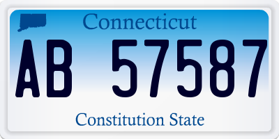 CT license plate AB57587