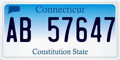 CT license plate AB57647