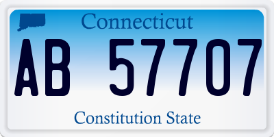 CT license plate AB57707