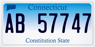 CT license plate AB57747