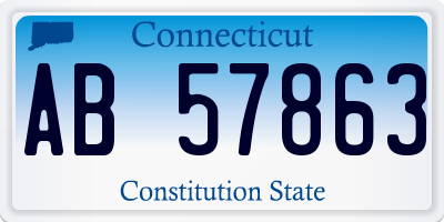 CT license plate AB57863