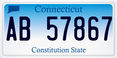 CT license plate AB57867