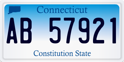 CT license plate AB57921