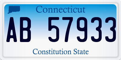 CT license plate AB57933