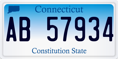 CT license plate AB57934