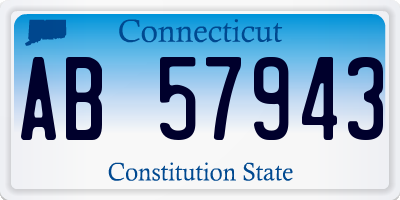 CT license plate AB57943