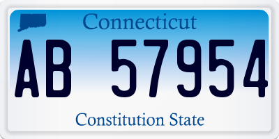 CT license plate AB57954