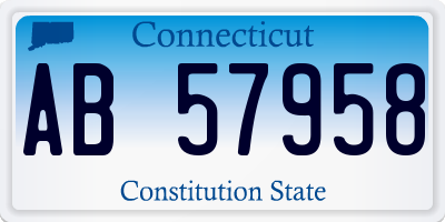 CT license plate AB57958