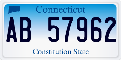 CT license plate AB57962