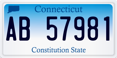 CT license plate AB57981