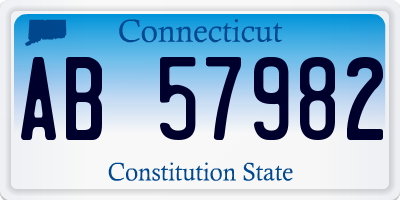 CT license plate AB57982