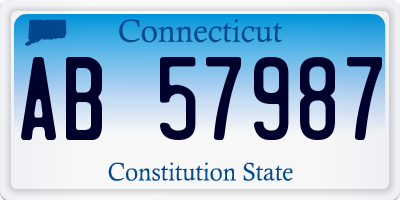 CT license plate AB57987