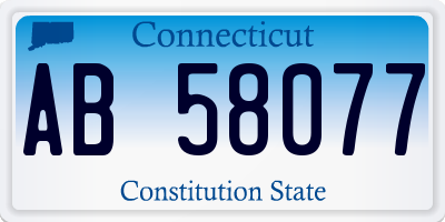 CT license plate AB58077