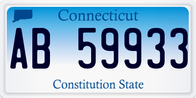 CT license plate AB59933