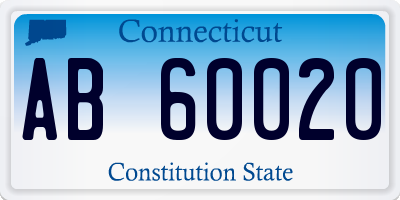 CT license plate AB60020