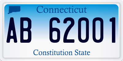 CT license plate AB62001