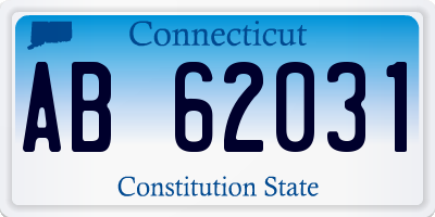 CT license plate AB62031