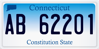 CT license plate AB62201